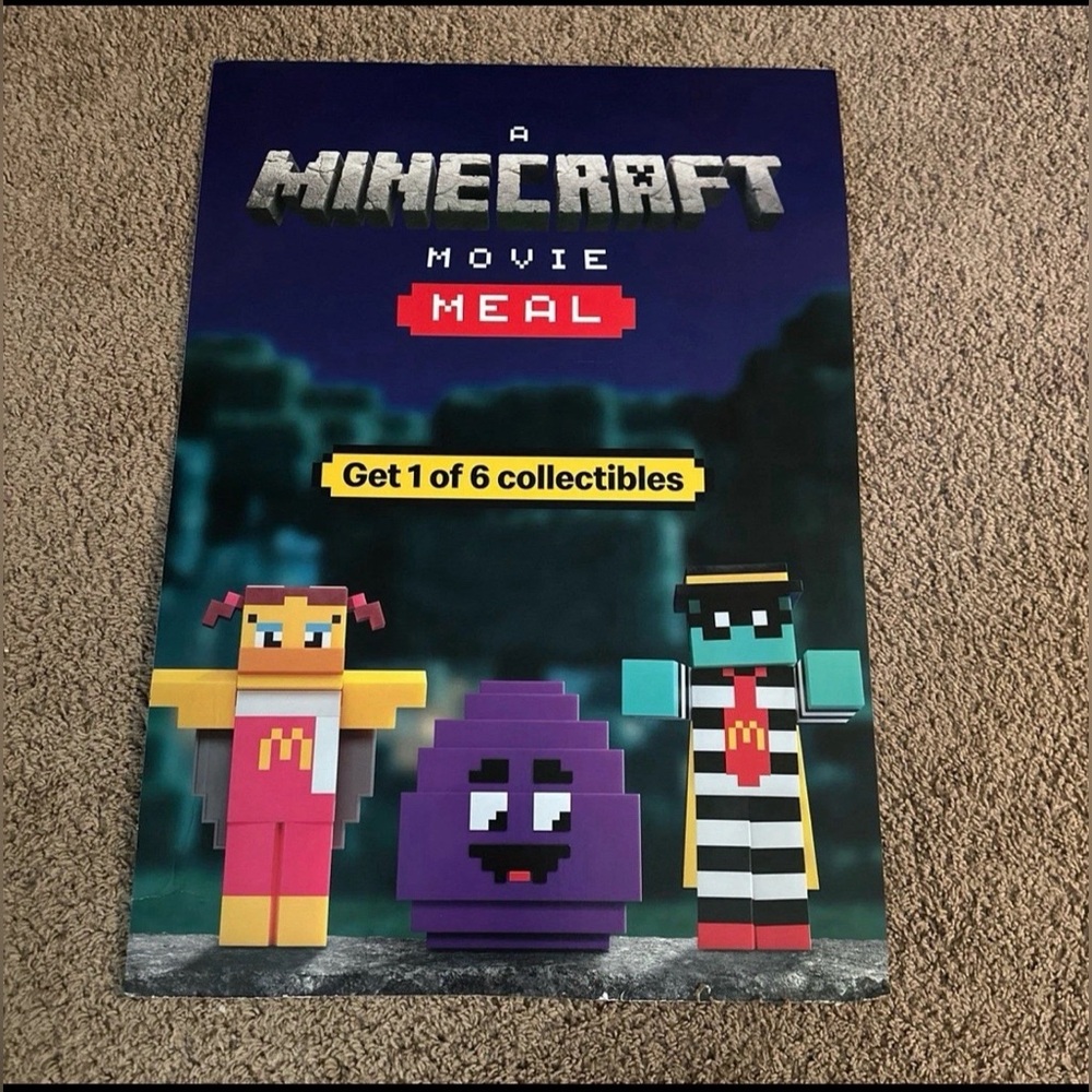 2025 McDONALD'S Minecraft Movie Sandwich Board Display Duel Sided Standee Happy